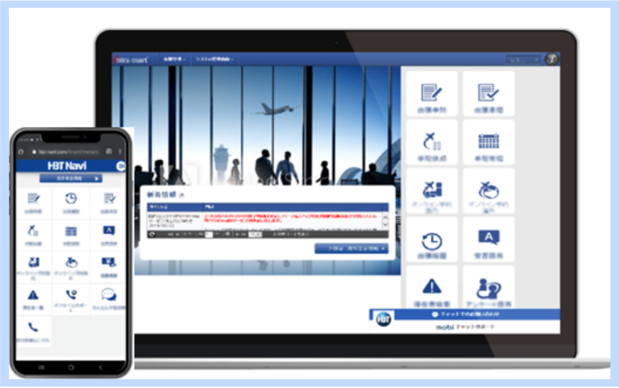 社内ワークフローに予約、危機管理などカスタマイズ可能なHBTNav
iで貴社のニーズに応えます！